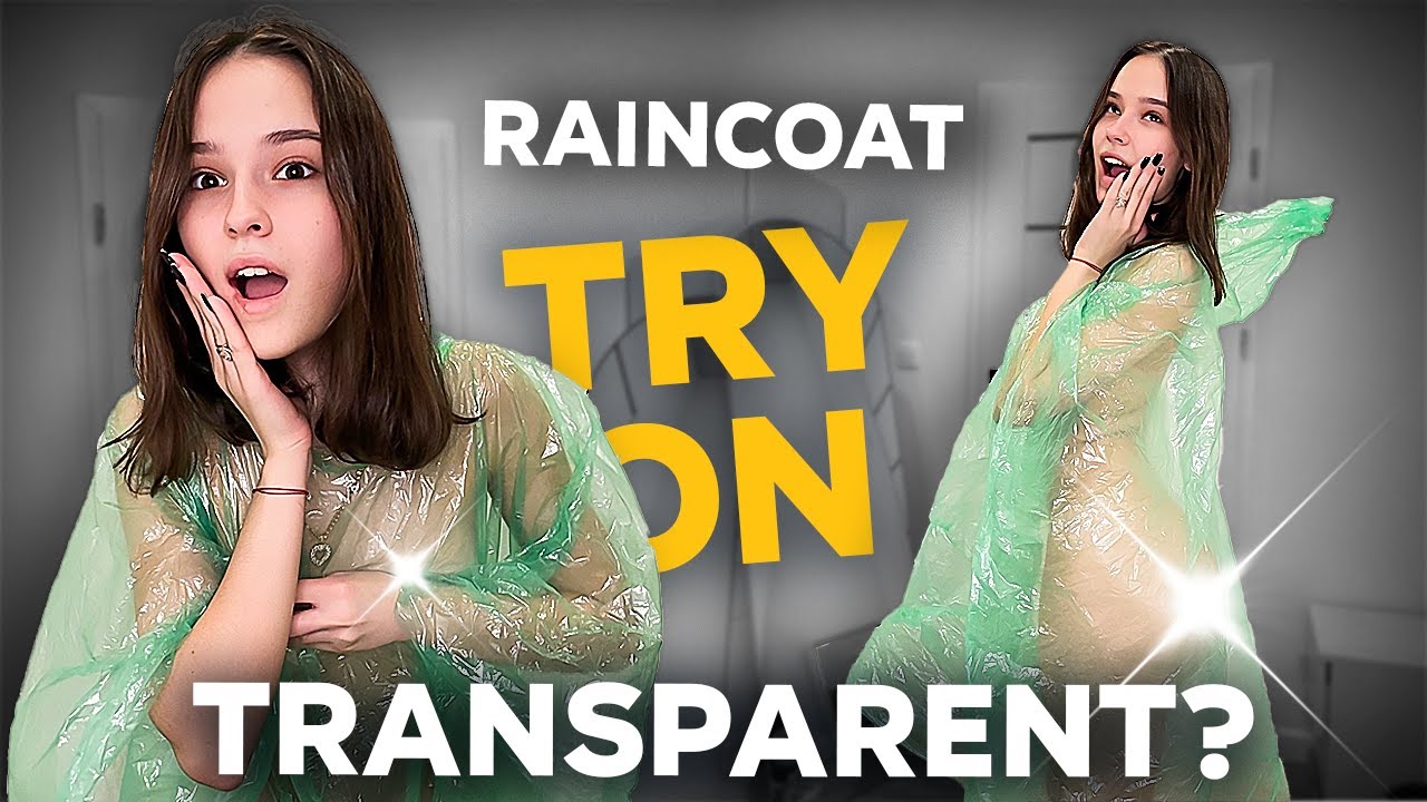 [4K USA] Bright Transparent Raincoat ☔ Bright Fresh Color Try-On & Soft Fluid Motion