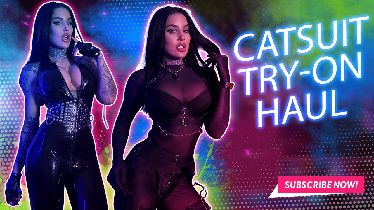 Catsuit Try On Haul Latex Leather Nylon [4K] Mika Katana
