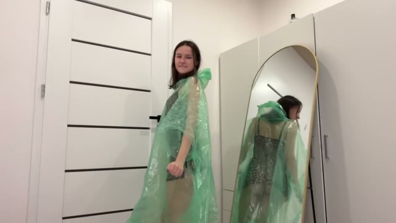 [4K USA] Transparent Raincoat ☔ Light PVC Try-On Haul Review & Soft Motion