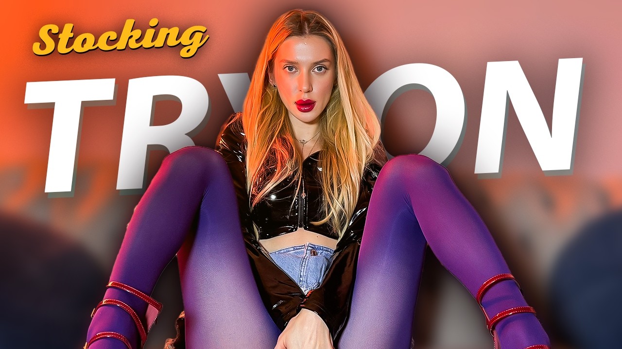 [4K USA] NEW BLACK MESH/FISHNET PATTERNED TIGHTS VS PURPLE SHEER PANTYHOSE | Try-On Haul Review