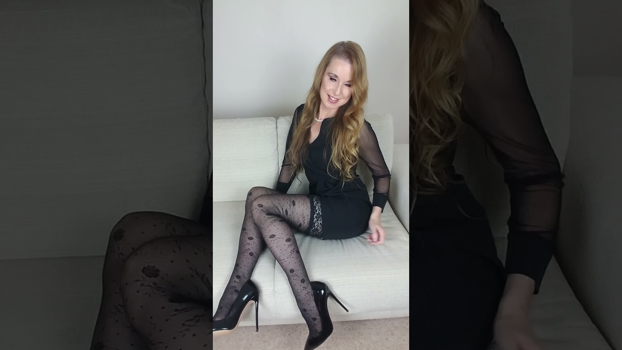 New black dress Tryon and black nylon stockings. #shorts #stockings #highheels