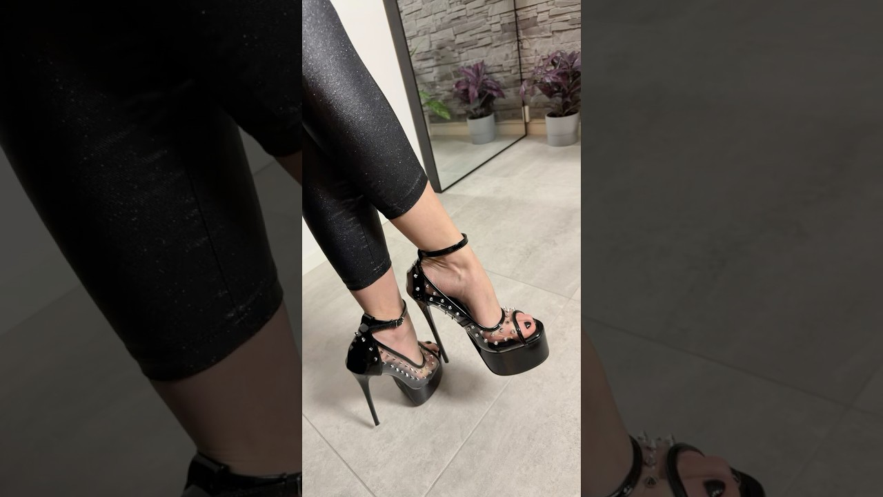 Extreme High Heels Try On | Studded Transparent Platform #platformheels #heelstryon #heels #feet